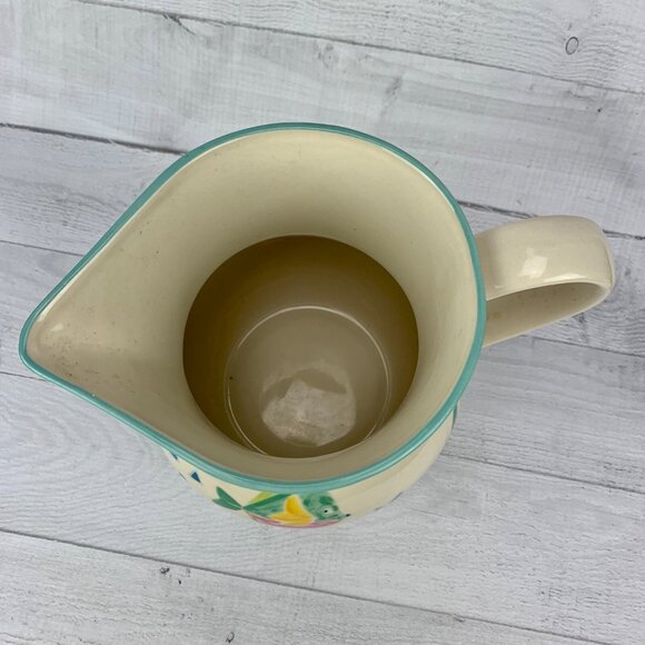 Studio Nova BARRIER REEF Y2310 Two Fish Aqua Trim Stoneware 60 oz 7" Pitcher - Picture 6 of 9